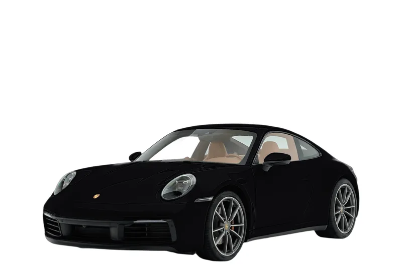 Porsche 911 in black, repainted by the API
